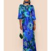 Kleding Rixo | Marni-Jurk Retro Blauwe Bloemen